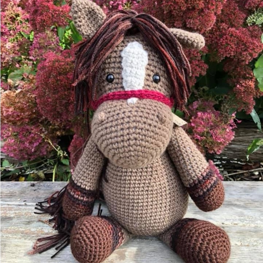 Hand crocheted large horse